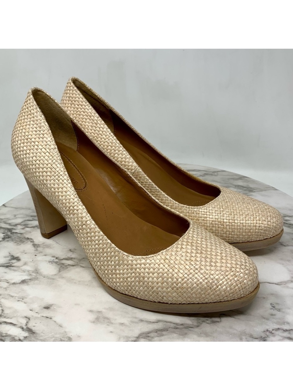 Fourth And Towne Basketweave Woven Platform Heels 7.5 Classic Preppy Coastal